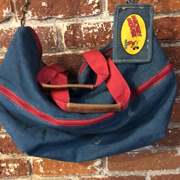 VINTAGE Mickey Mouse tote bag with web adjustable handle & hidden yellow Mickey - Picture 4 of 4